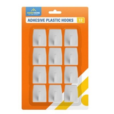 Handy Home Adhesive Plastic Hooks 12pk