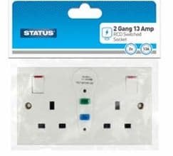 Status 2Gang RCD Switched Wall Socket
