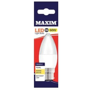 Maxim 7.5W=60W LED Candle BC WW P