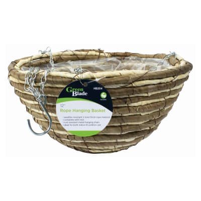 Green Blade12'''' Rope Hanging Basket
