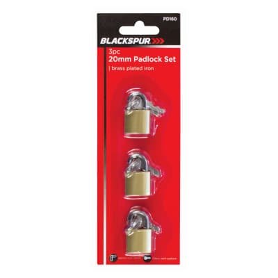 Blackspur Brass Plated Padlock Set 20mm