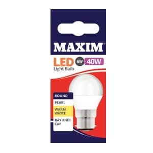 Maxim 6W=40W LED Round BC WW Prl