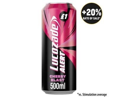 Lucozade Alert Cherry Cans PM 1.00