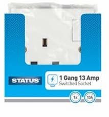 Status 1 Gang 13A Switched Wall Socket