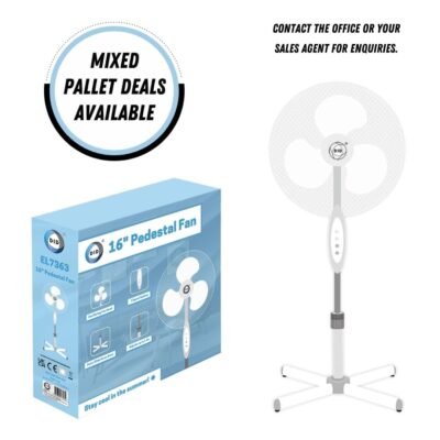 DID Pedestal Fan 16″ Cross Base White