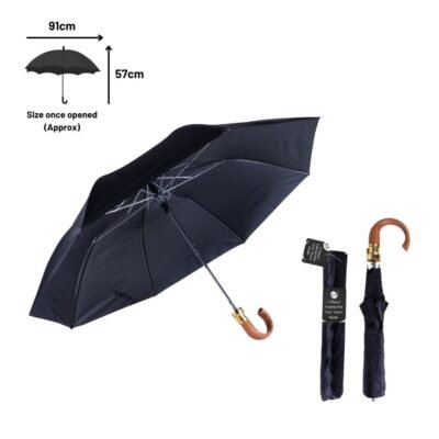 DID 53cm Mens U Shaped Umbrella Brown Handle